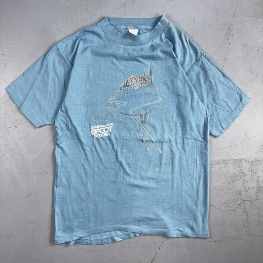 Disney World Epcot Center 1980s VTG T Shirt Rare Blue Single Stitch Mickey Earth
