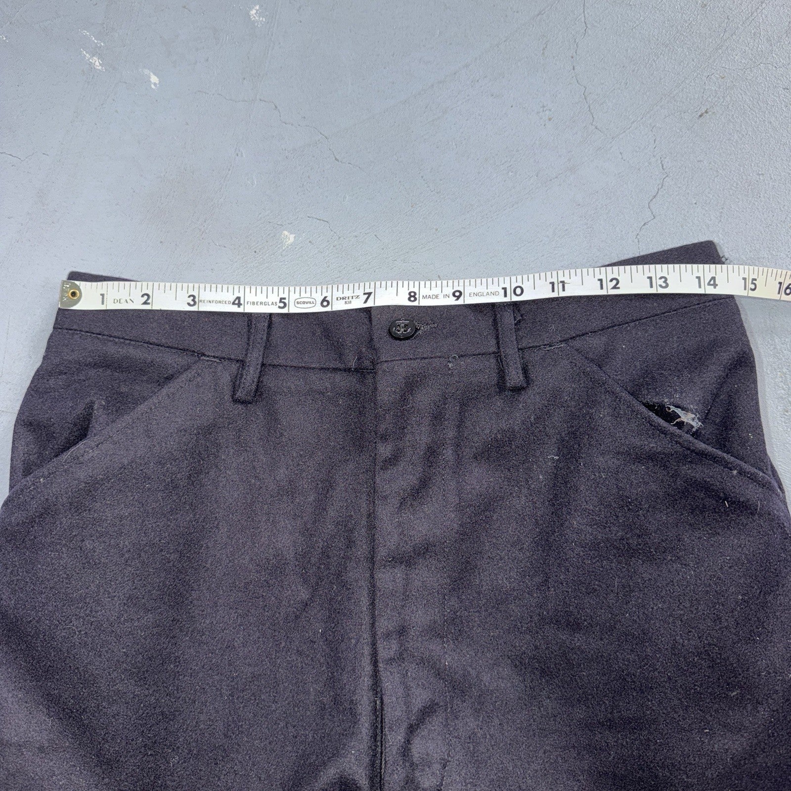 VTG 40s WWII US Naval Clothing Factory Wool Sailor Pants Navy 30L Bell Bottoms