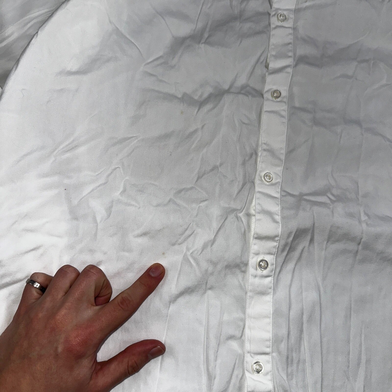 Vintage J Peterman Poet Shirt Men M White Popover Button Down Shirt Collar Less