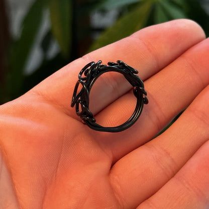 Homemade Wire Black Created Women's Wedding Band Ring Cute Y2K VTG Cool 90s