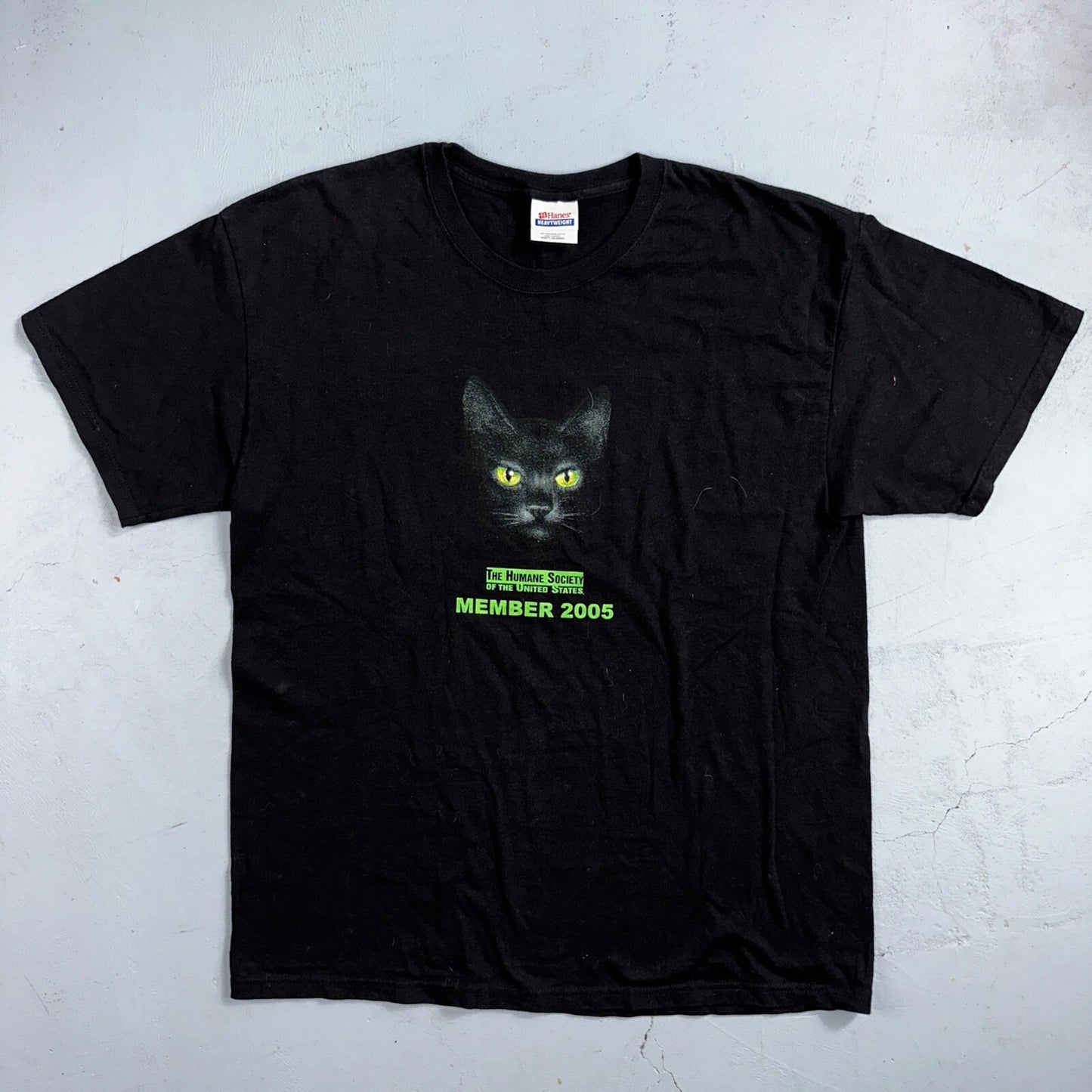 Black Cat 2005 VTG T Shirt Mask Movie Humane Society Animals Cute Love Hans