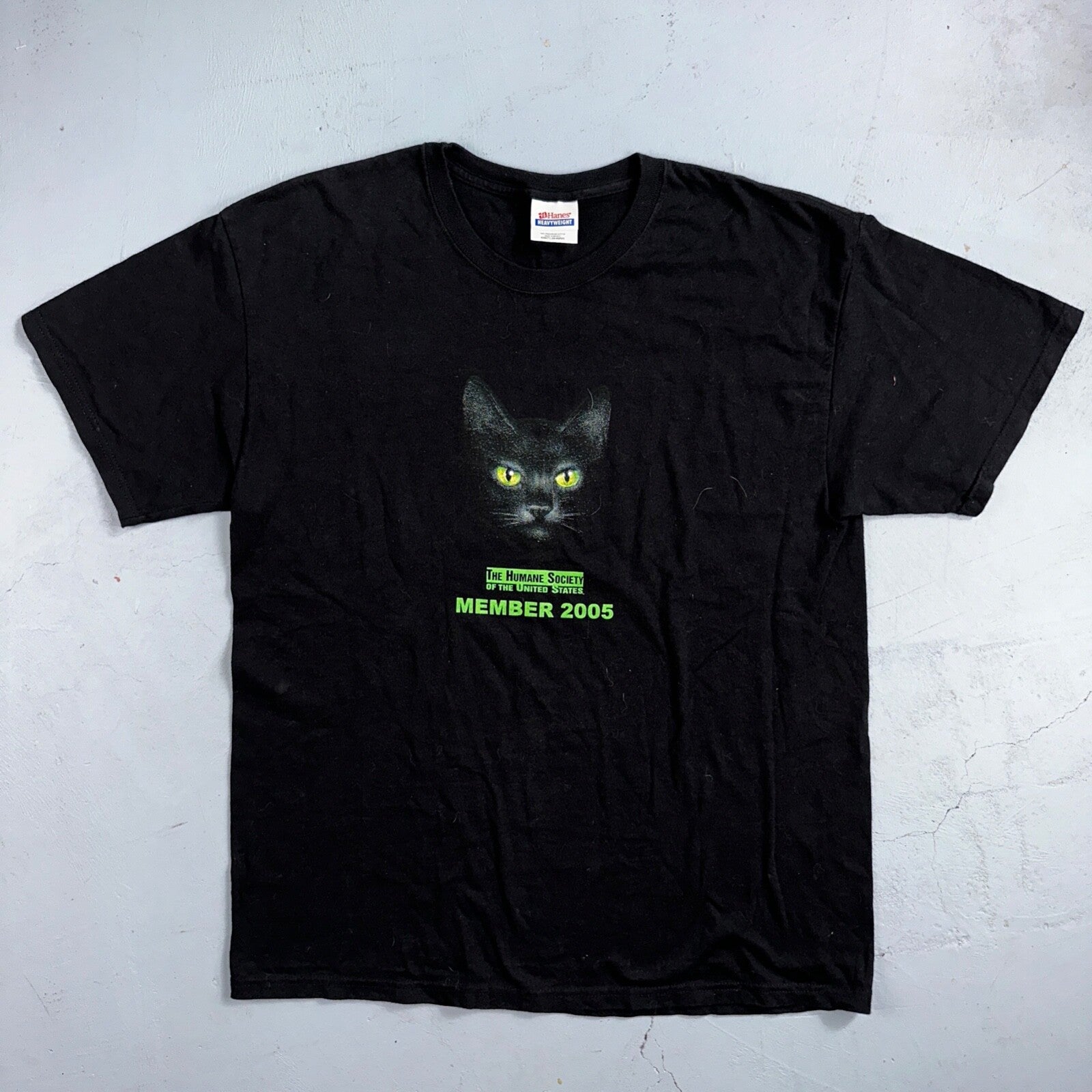 Black Cat 2005 VTG T Shirt Mask Movie Humane Society Animals Cute Love Hans