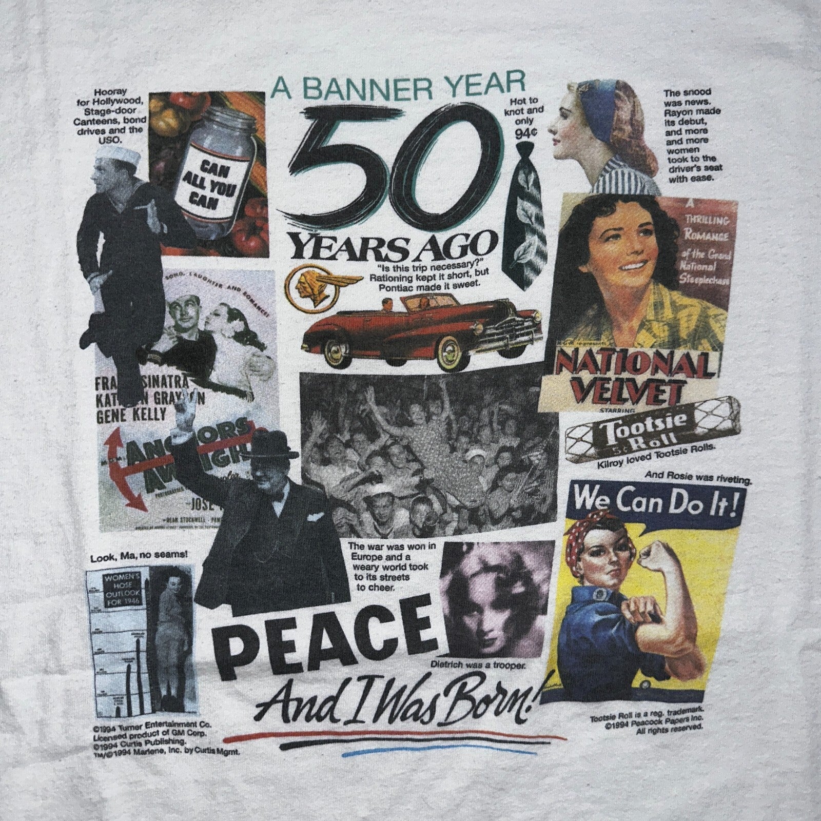 Pop Art 50 Years VTG T Shirt Peacock Banner Rare Single Stitch XL Rockabilly