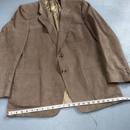 VTG Ultra Suede Blazer Men 42 Sports Coat 2 Button Western Beige Brown