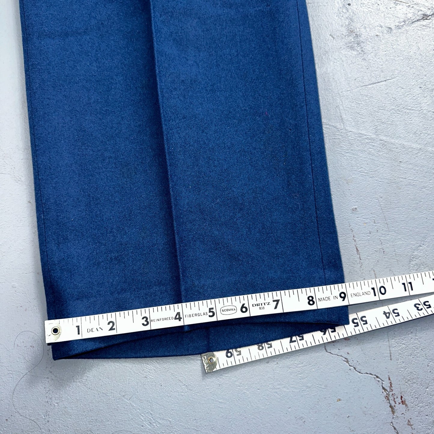 VTG Wool Trousers Pants Sz 31x31 1940s WWII Button Fly Wide Leg Dress Suit Blue