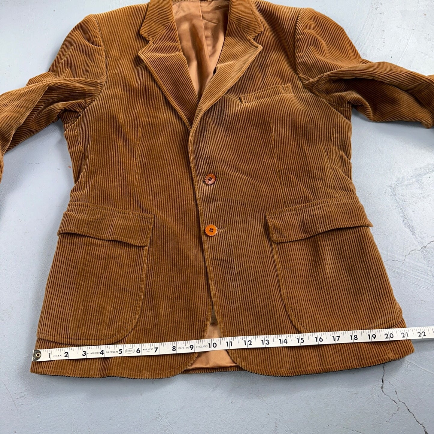 VTG Mens Suit 40 Jacket Sport Coat Rockabilly 80s 90s Corduroy Brown Short