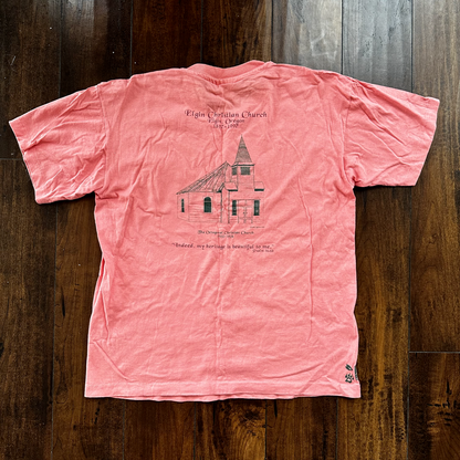 Church Elgin Oregon Vintage T Shirt Anvil Single Stitch Pink Cool Jesus Love Rap