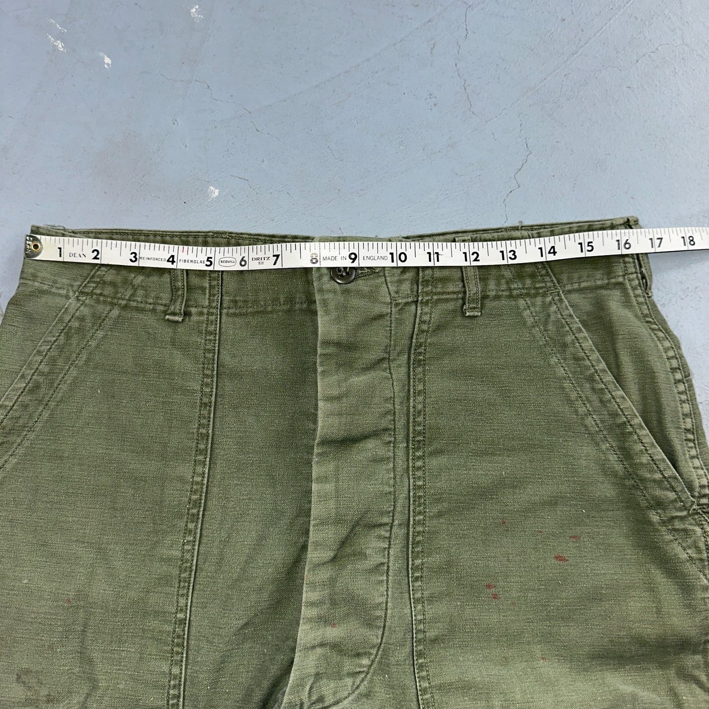 Vintage 1960s 70s Vietnam OG 107 Fatigue Pants 60s Button Fly 34x35 Act 33x26