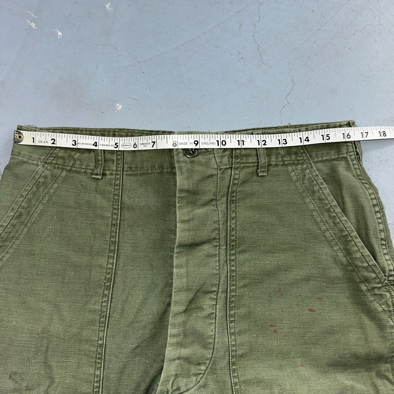 Vintage 1960s 70s Vietnam OG 107 Fatigue Pants 60s Button Fly 34x35 Act 33x26
