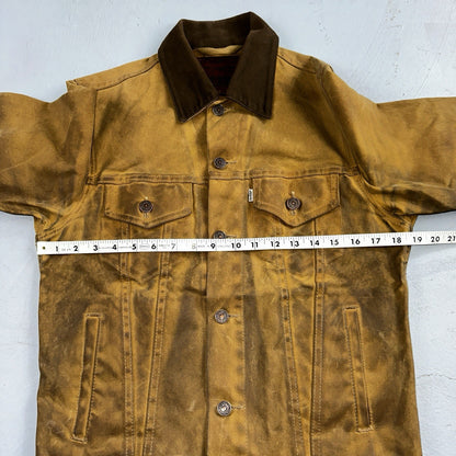 Filson x Levis Tin Cloth Trucker Jacket Men’s Small Tan Made In USA VTG Oil