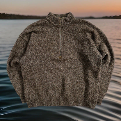 Pendelton Sweater XL Gray USA 100% Wool Pull-Over Quarter Zip