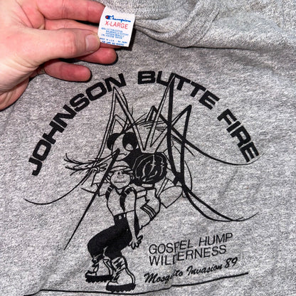 Champion 80s Johnson Butte Fire Running 1989 Vintage T Shirt 80s USA Cartoon XL