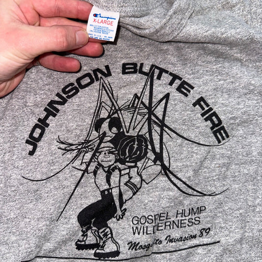 Champion 80s Johnson Butte Fire Running 1989 Vintage T Shirt 80s USA Cartoon XL