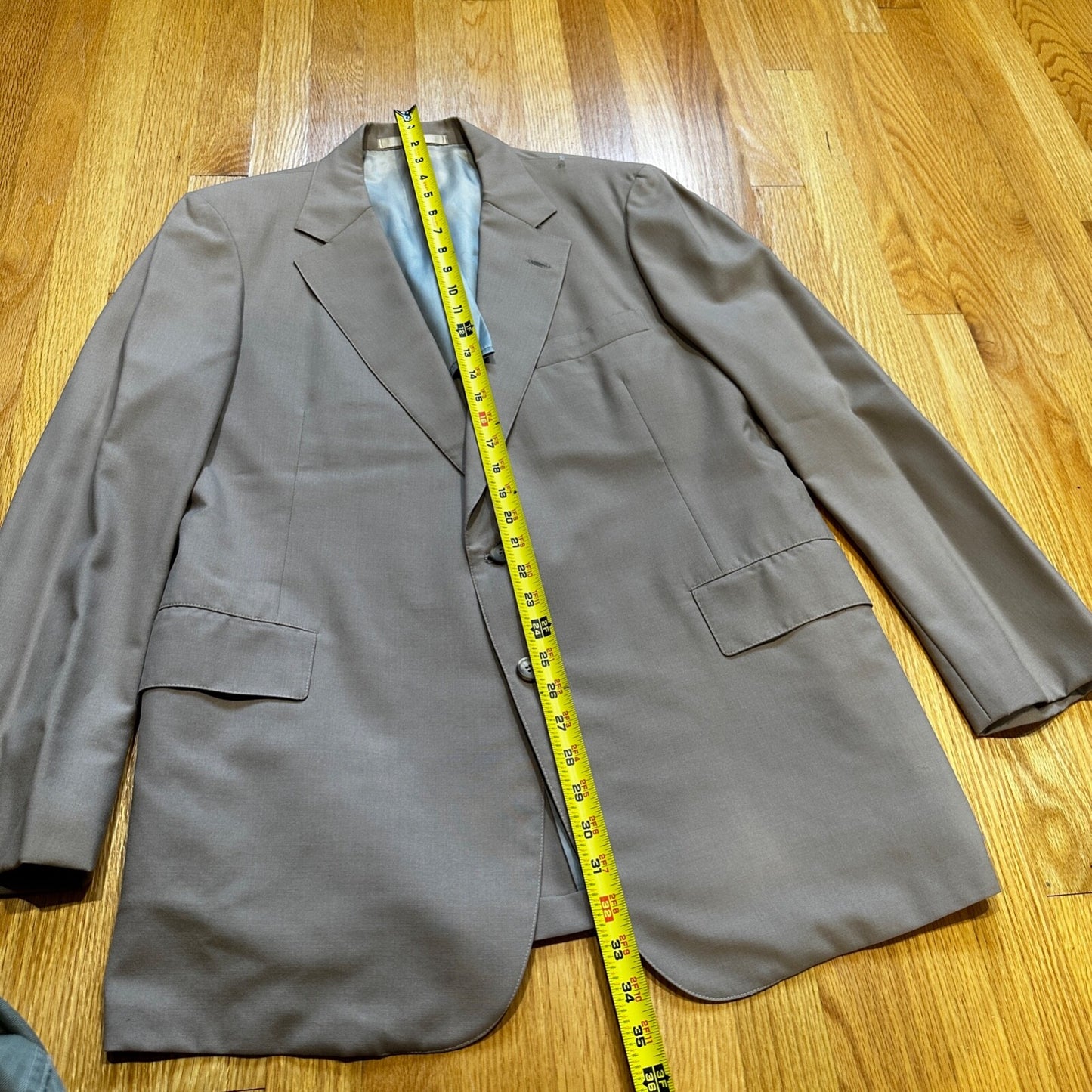 1960s Beige Sport Jacket VTG Mens Suit 44 36x29 Rockabilly Solid Tan Pants 60s