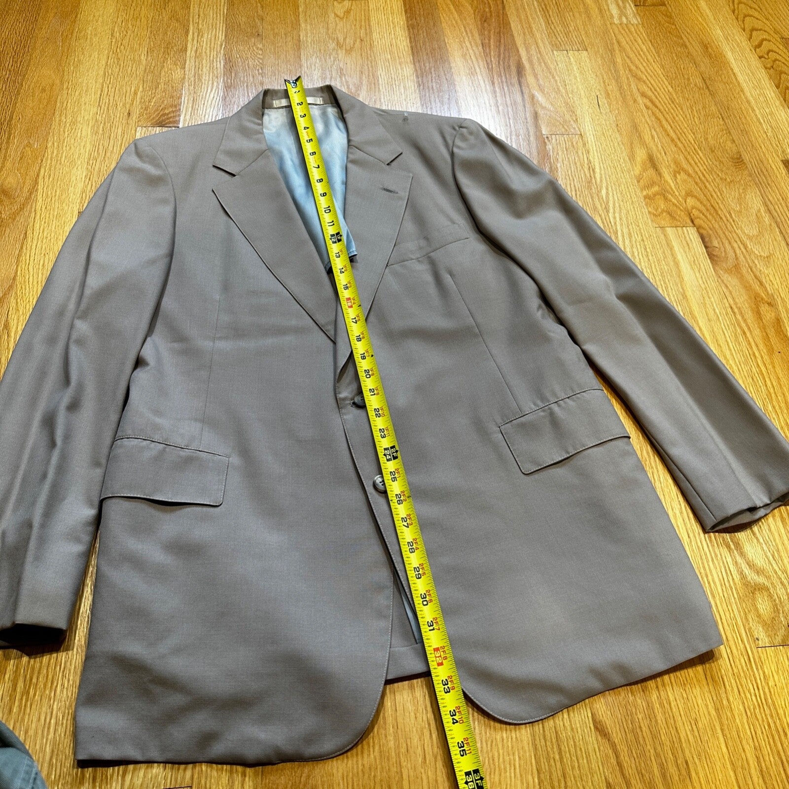 1960s Beige Sport Jacket VTG Mens Suit 44 36x29 Rockabilly Solid Tan Pants 60s