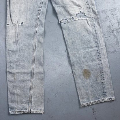 Levis 501 Vintage 90s USA XX Straight Leg Jeans Blue Light Wash 34x36 Act 31x32