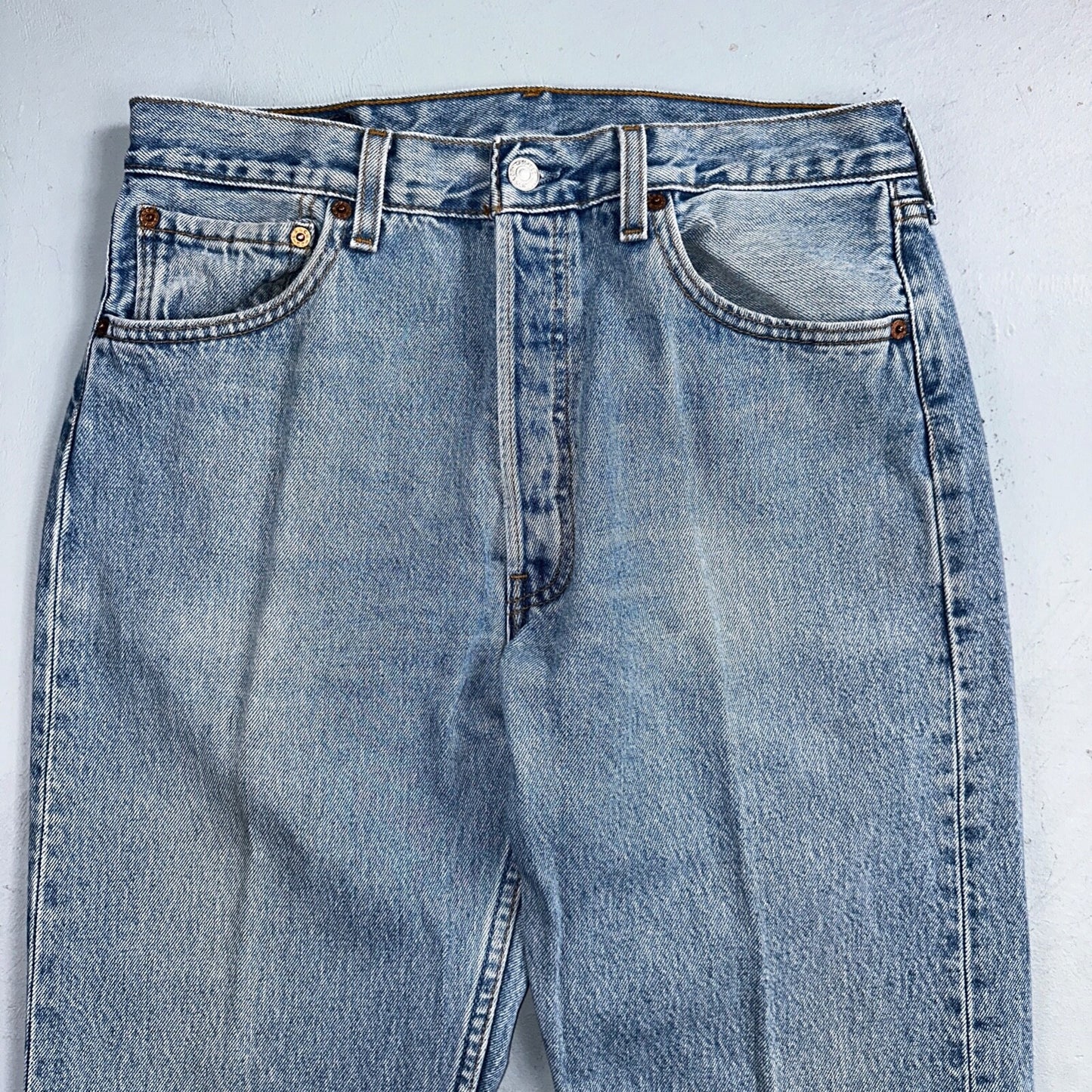 Levis 501 Vintage 90s USA XX Straight Leg Jeans Blue Light Wash 33x34 Act 31x33