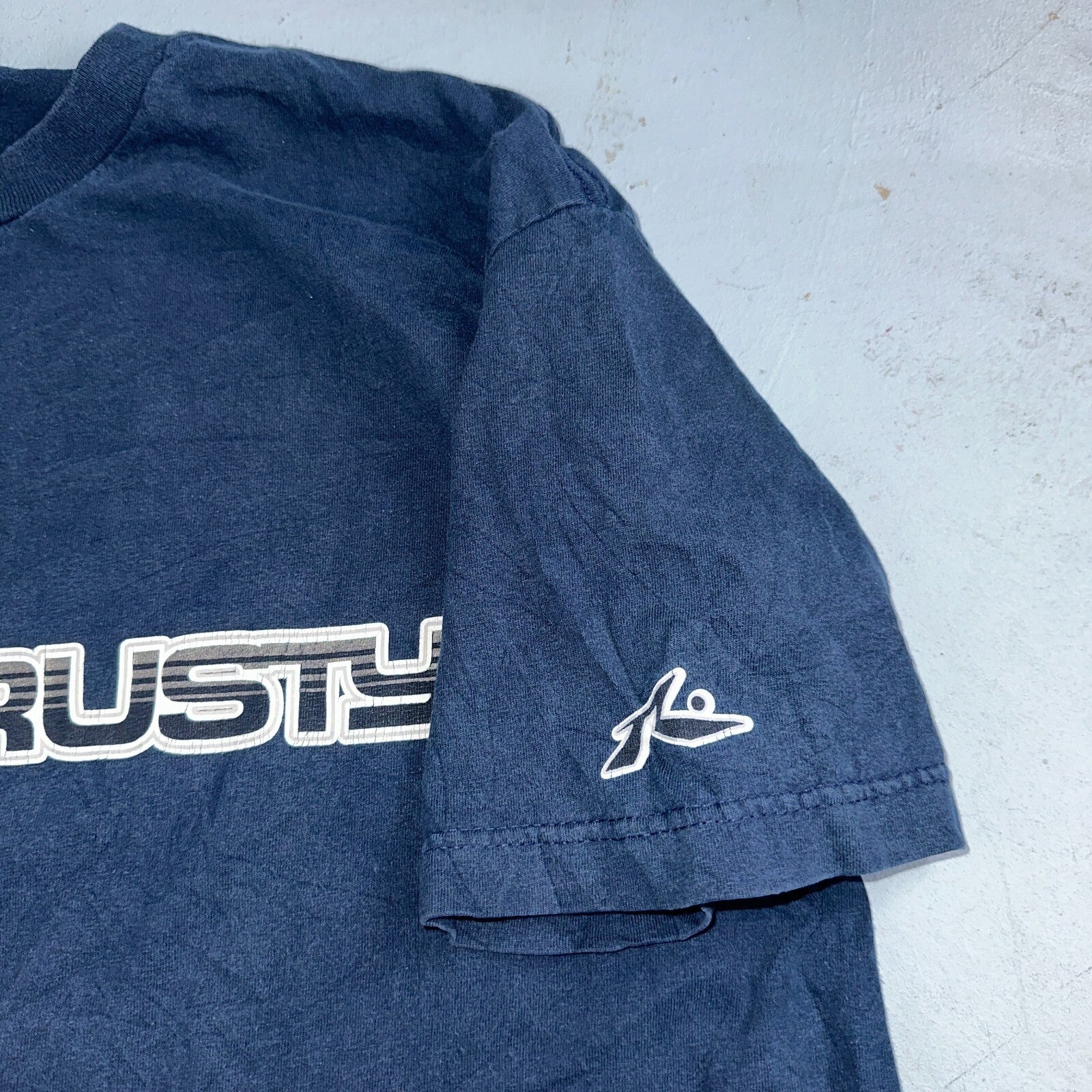 Rusty Surf Shirt 90s Y2K Skate Grunge Navy Blue Hibiscus Vintage Hawaii Sz XL