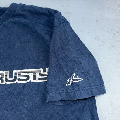 Rusty Surf Shirt 90s Y2K Skate Grunge Navy Blue Hibiscus Vintage Hawaii Sz XL