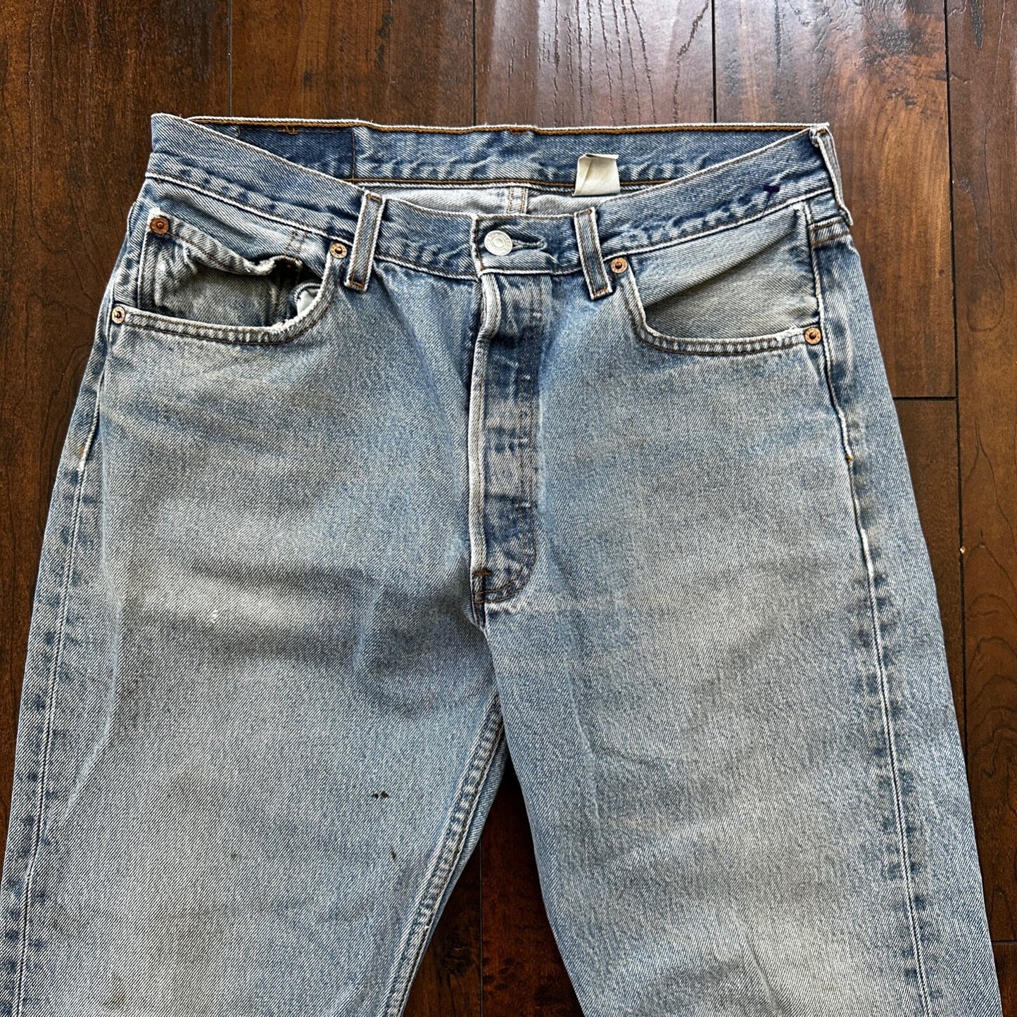 Levis 501 Vintage 90s Straight Leg XX Columbia Jeans 33x30 Light Wash Act 30x29