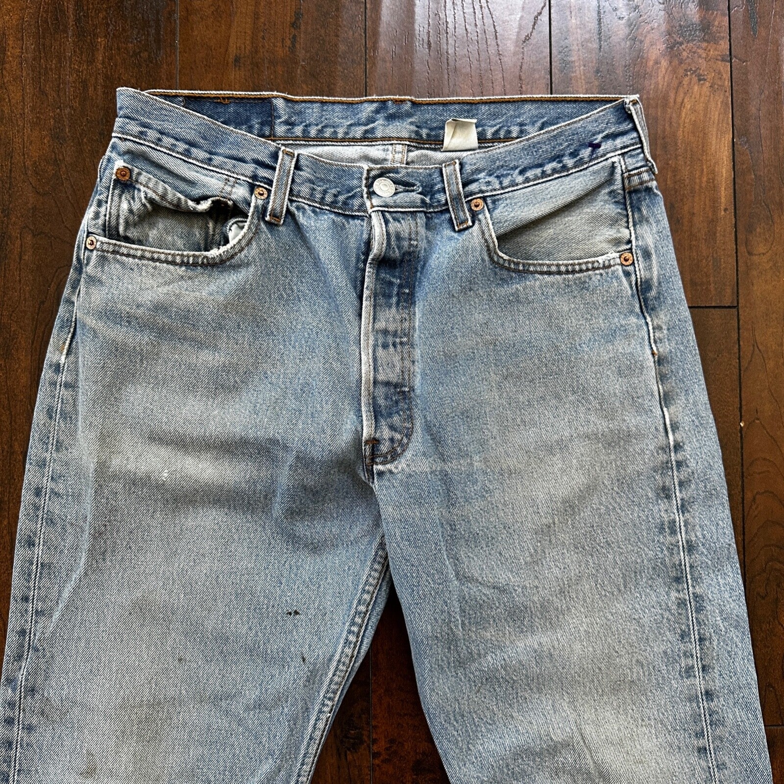 Levis 501 Vintage 90s Straight Leg XX Columbia Jeans 33x30 Light Wash Act 30x29