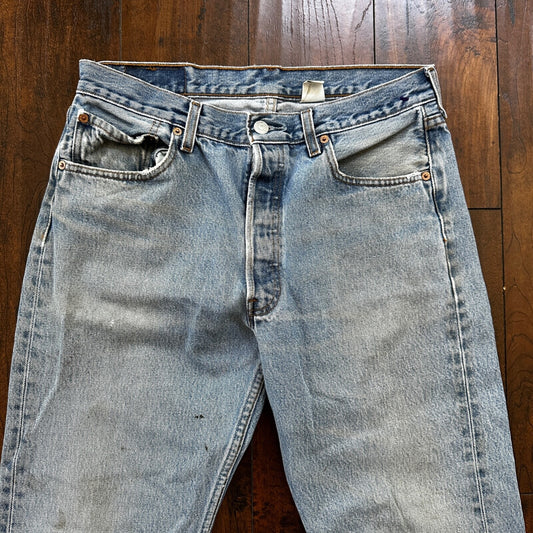 Levis 501 Vintage 90s Straight Leg XX Columbia Jeans 33x30 Light Wash Act 30x29