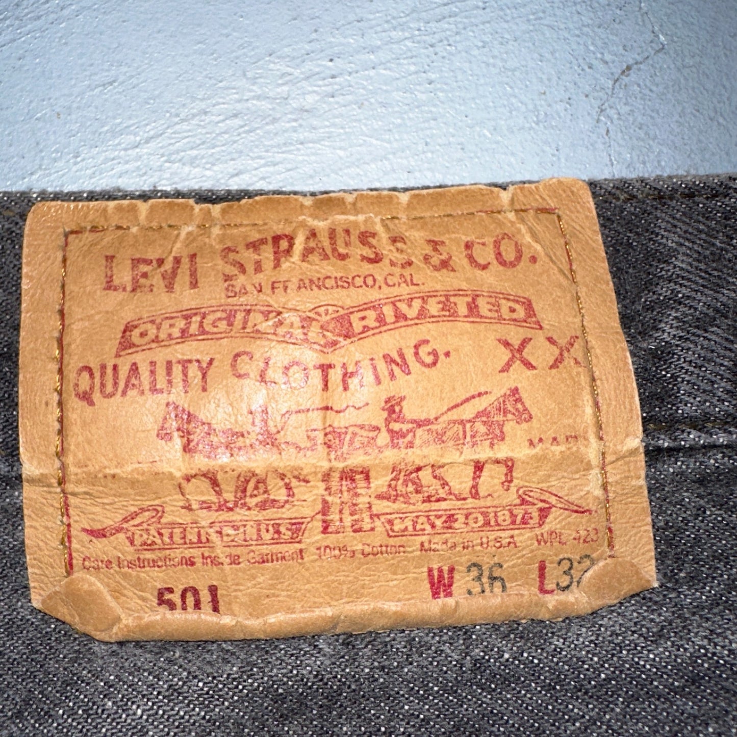 Levis 501 Vintage 80s USA XX Straight Leg Jeans Gray Light Wash 36x32 Act 34x30