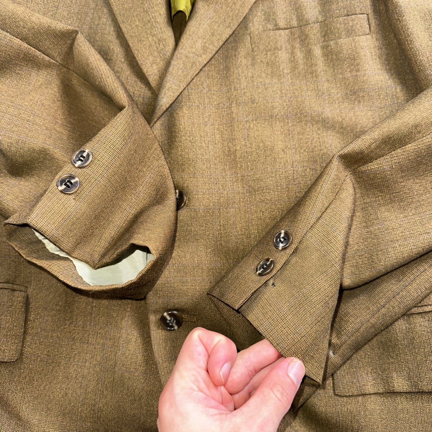 VTG Mens 3 PC Suit 42 Jacket Coat Pants Vest Plaid Rockabilly 70s 1970s Brown