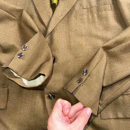 VTG Mens 3 PC Suit 42 Jacket Coat Pants Vest Plaid Rockabilly 70s 1970s Brown