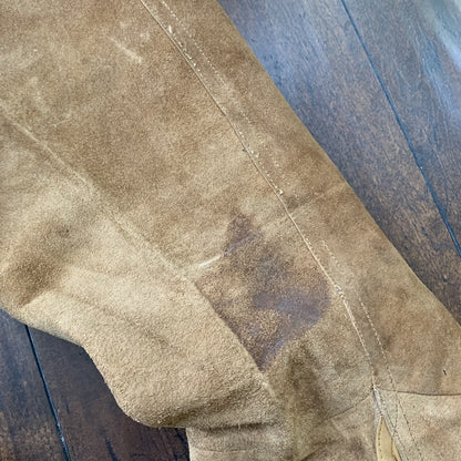 Vintage 1970s Tan Leather Suede Pants 30x31 70s California Cowboy Bell Bottoms