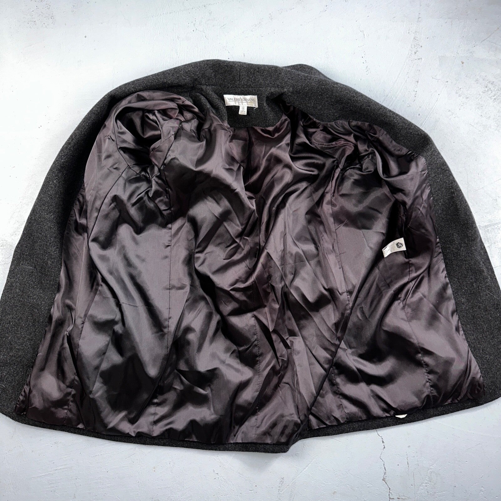 Vintage Valerie Steven’s Gray Black Wool & Cashmere Blend Blazer Women’s Sz 8