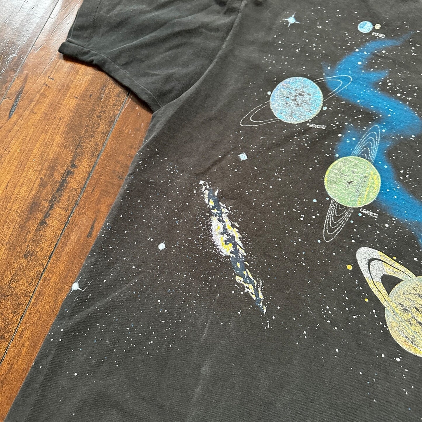 Galaxy Milky Way Earth 90s VTG T Shirt Single Stitch Saturn Planets Cool Space