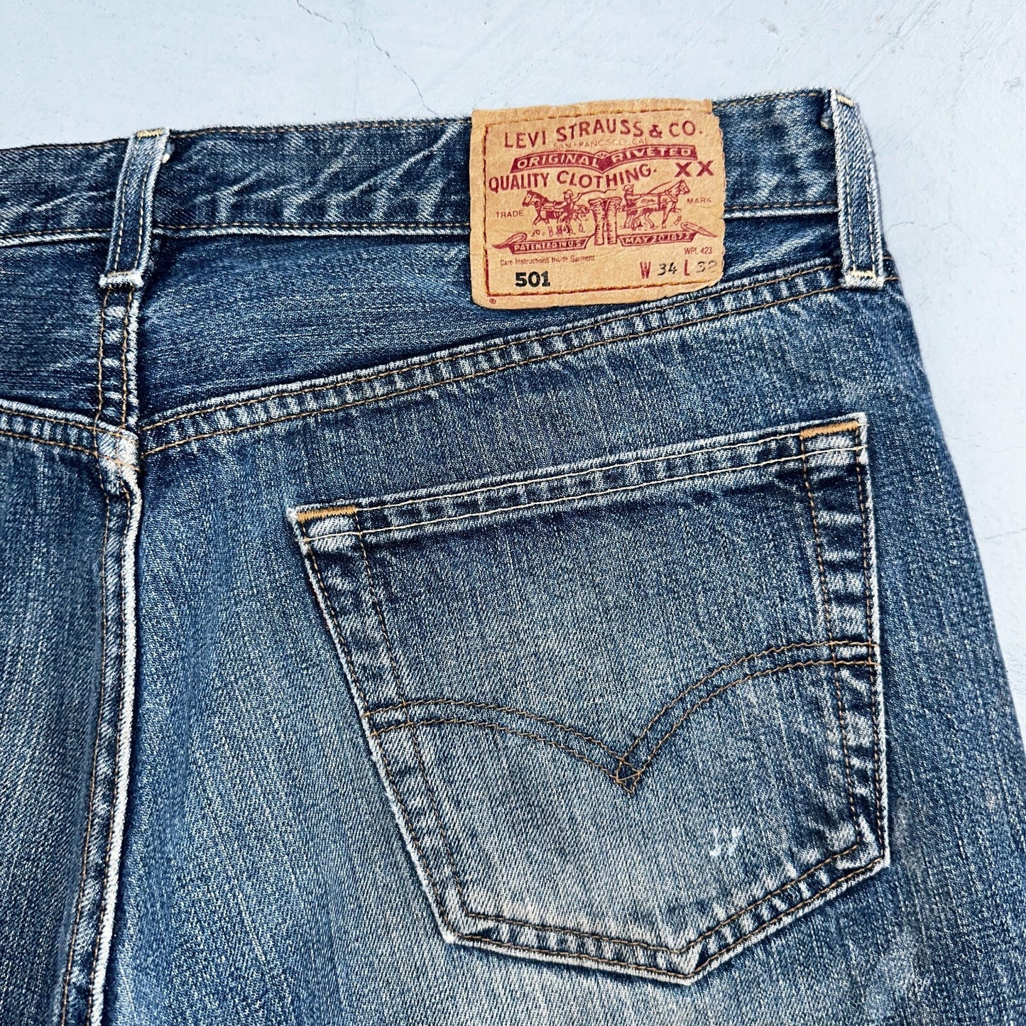 Levis 501 Vintage Y2K XX Straight Leg Jeans Blue Light Wash 34x32 Act 33x30