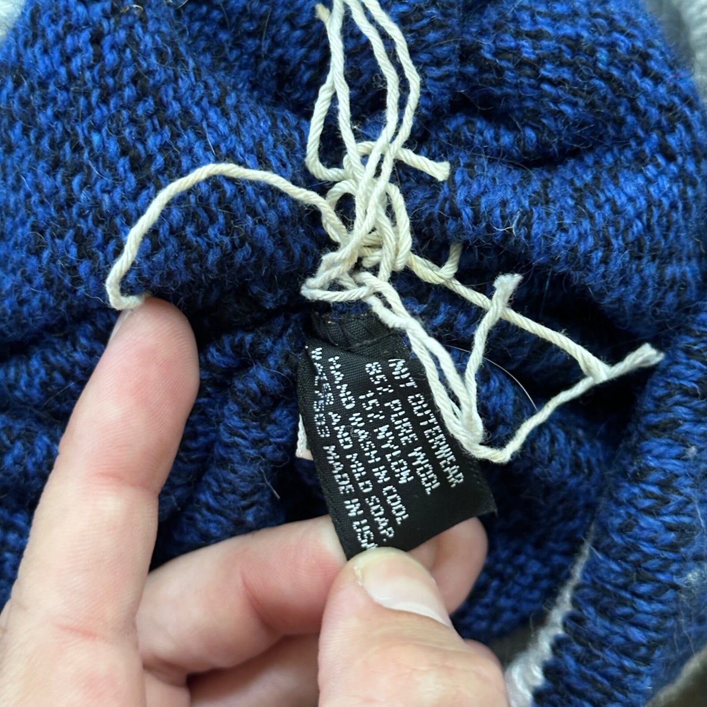 VTG 90's LL Bean Husky Dog Beanie Wool Blend Knit Winter Pom Hat USA Made RARE