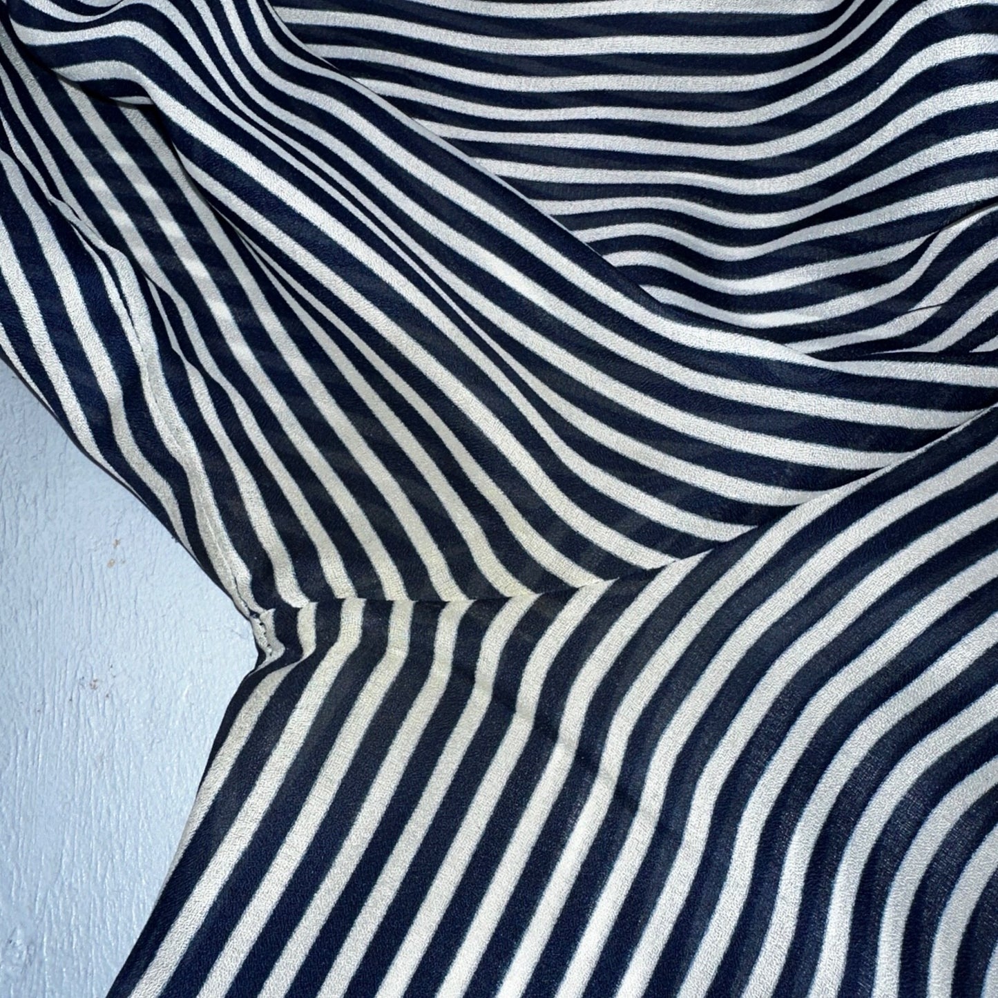 Vintage 1980s Act III Striped Check Blue White Coquette Romantic Shirt US Button