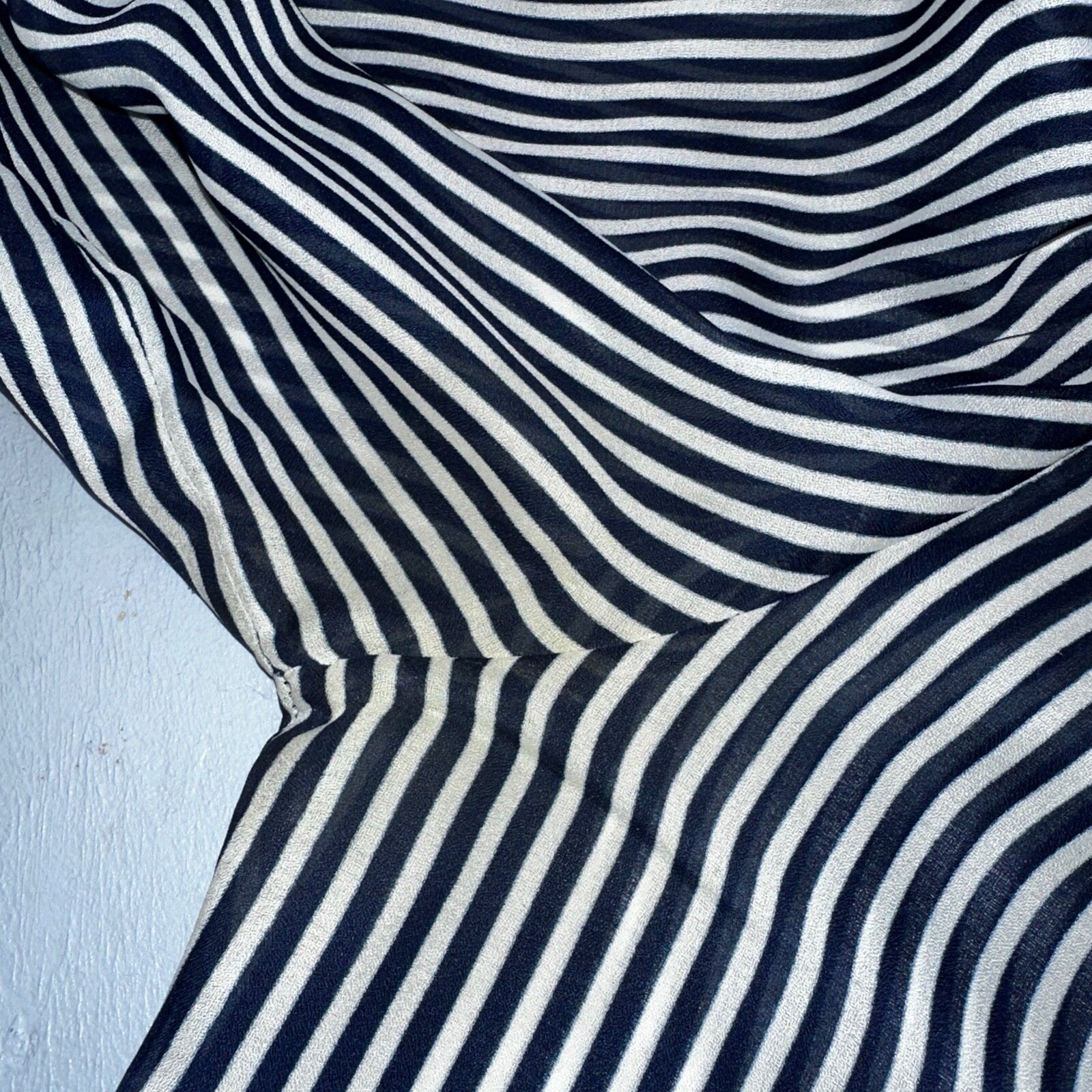 Vintage 1980s Act III Striped Check Blue White Coquette Romantic Shirt US Button