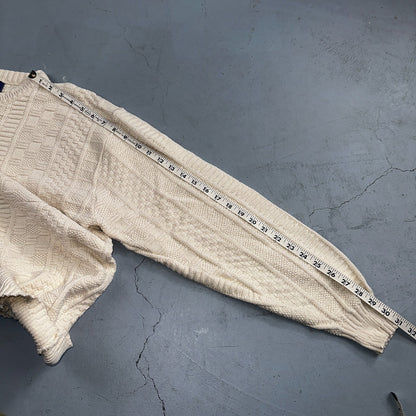 Towncraft VTG 80s 100% Cotton Made In USA Ivory Square Knit Sweater Sz L