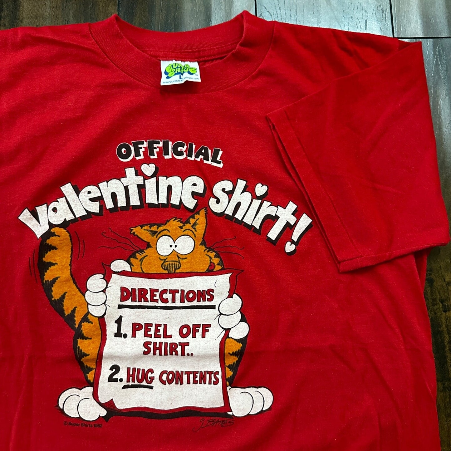 Valentine Shirt Cute Cat VTG T Shirt Single Stitch Official Red Heart Love 90s