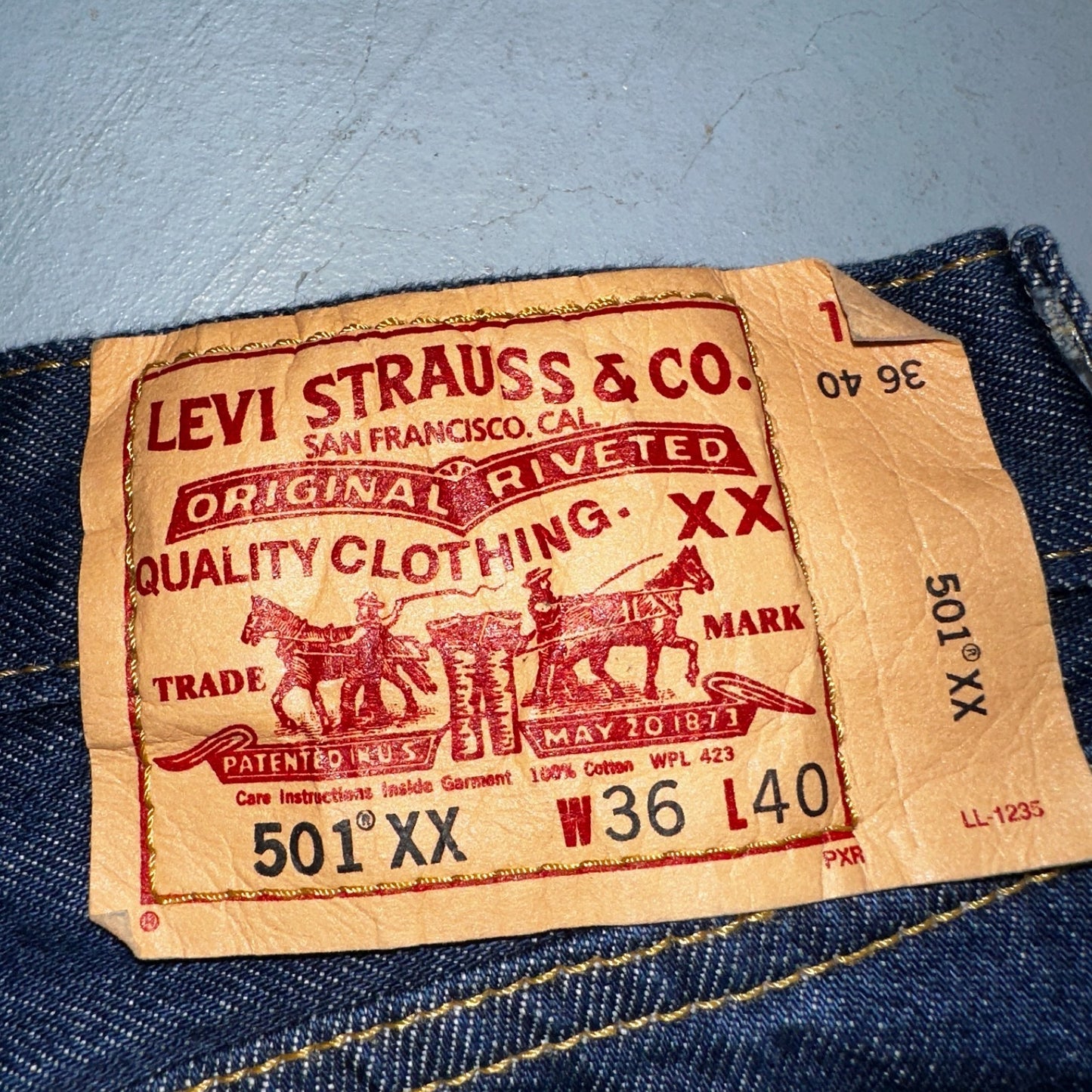 Levis 501 Vintage Y2K 90s XX Straight Leg Jeans Blue Dark Wash 36x40 Act 34x35