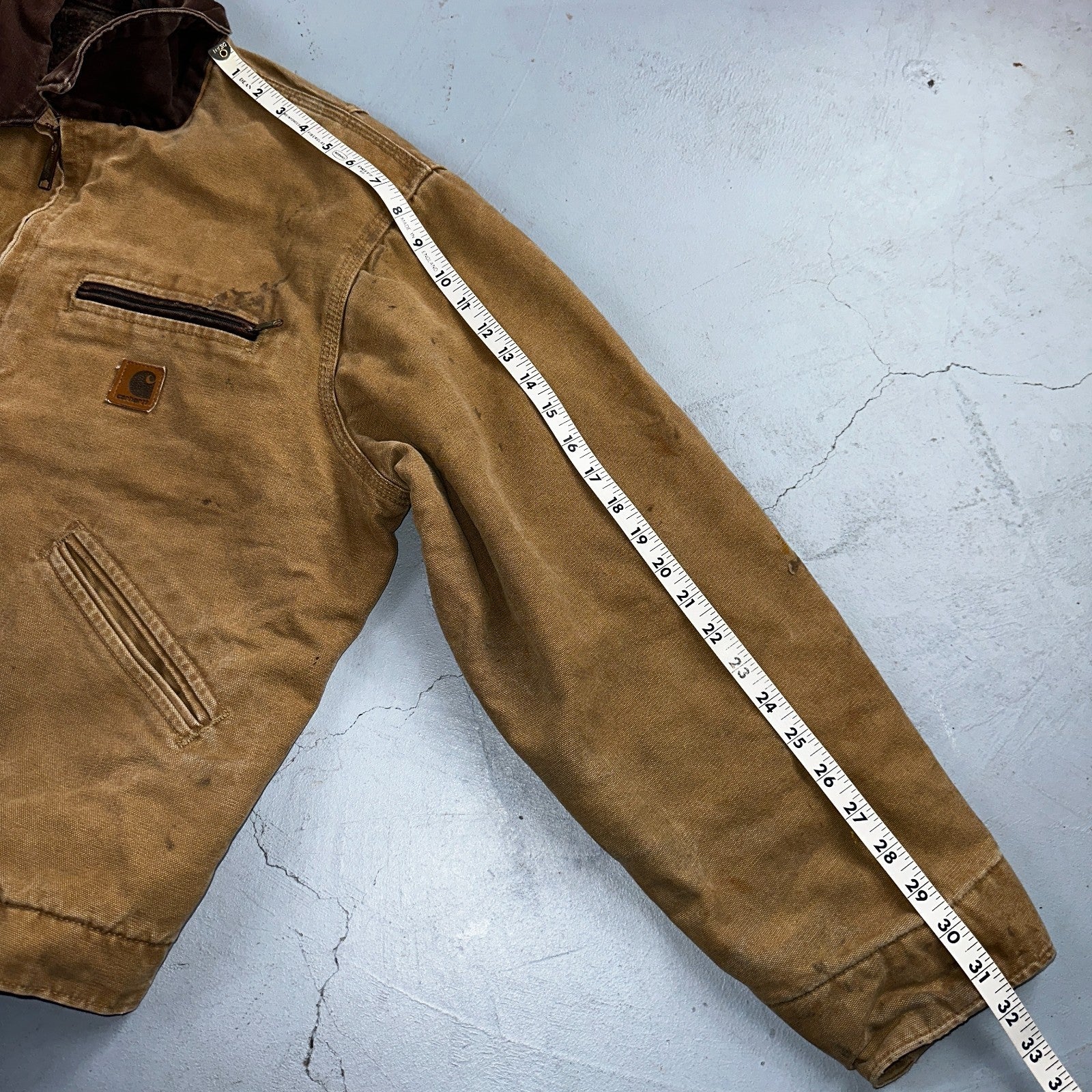 Carhartt VTG Detroit Jacket Men's Large Lined Blanket Workwear J97 CML Thrashed