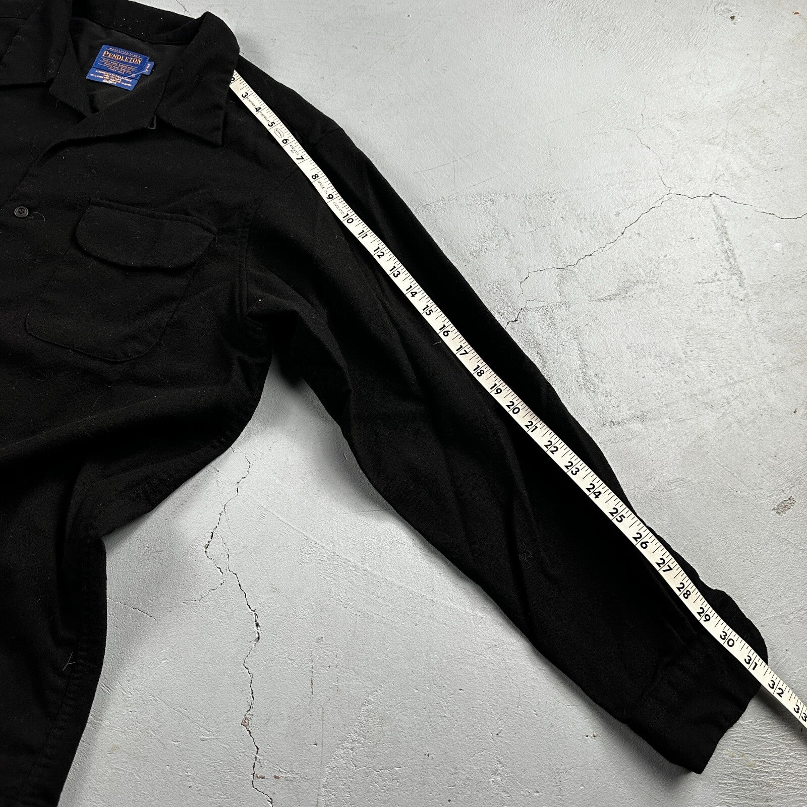 Pendleton Original Board Shirt BLACK 100% Wool Button Down Men’s Size L Long VTG