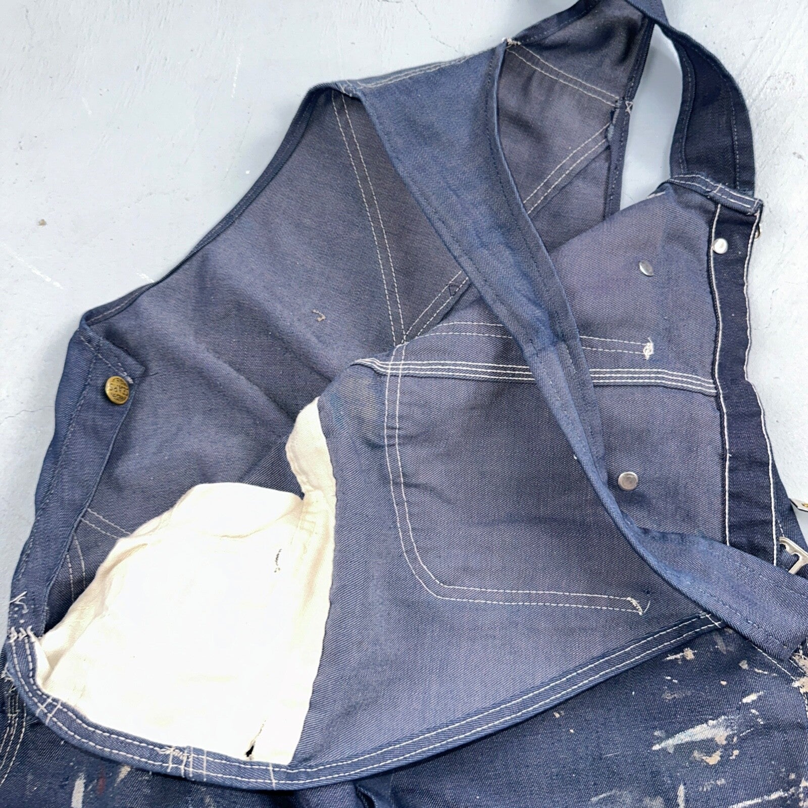 Vintage Sears Sanforized Denim Union Made Blue Jean Bib Overalls 36x28 60s