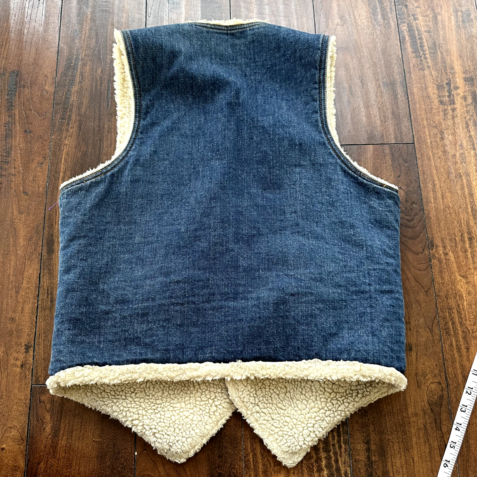 Vintage Levis Denim Sherpa Lined Vest Blue Jean Jacket 70s Orange Tab Medium