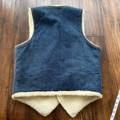 Vintage Levis Denim Sherpa Lined Vest Blue Jean Jacket 70s Orange Tab Medium