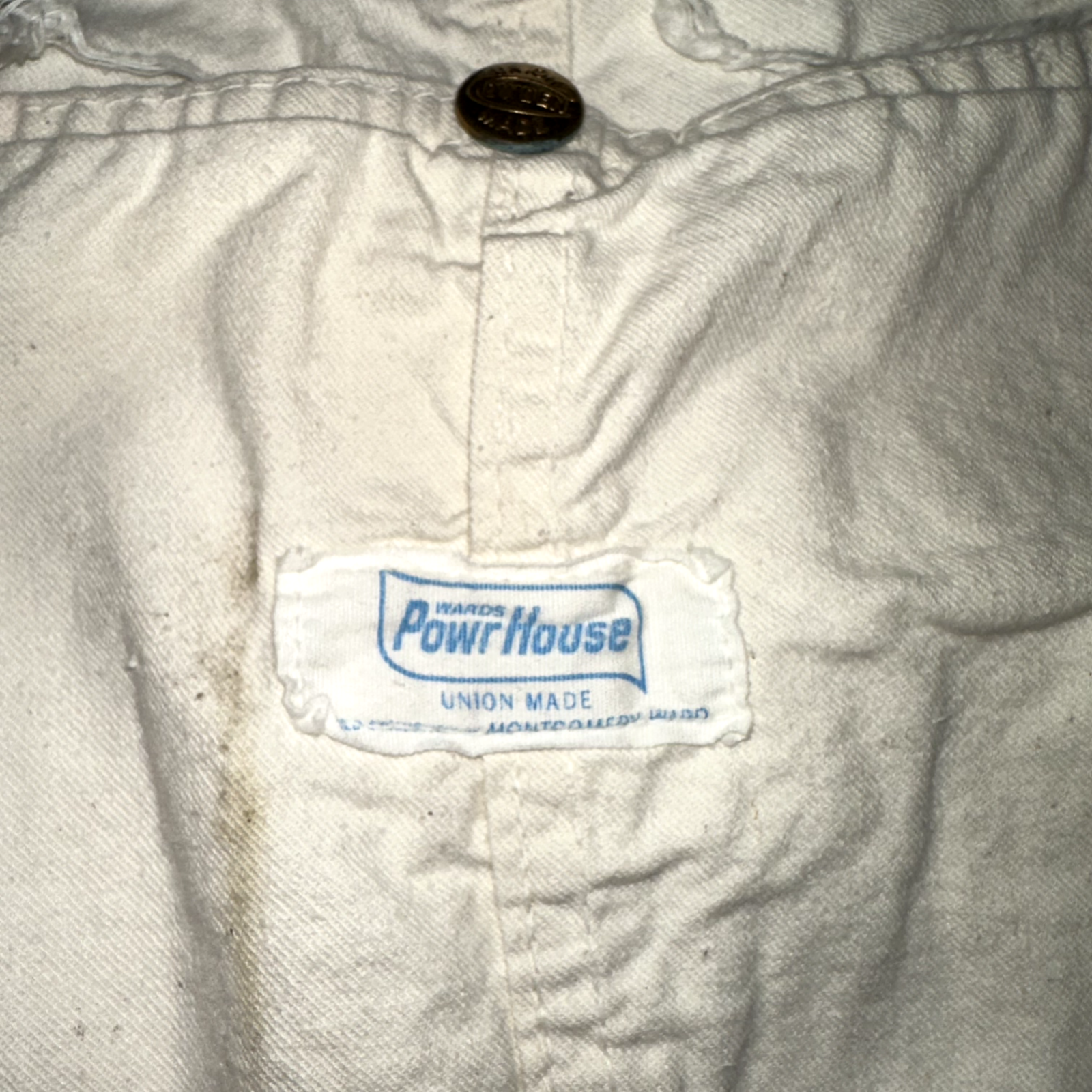 Powerhouse BIB Overalls MONTGOMERY WARD White Denim Workwear 60s 50s Union