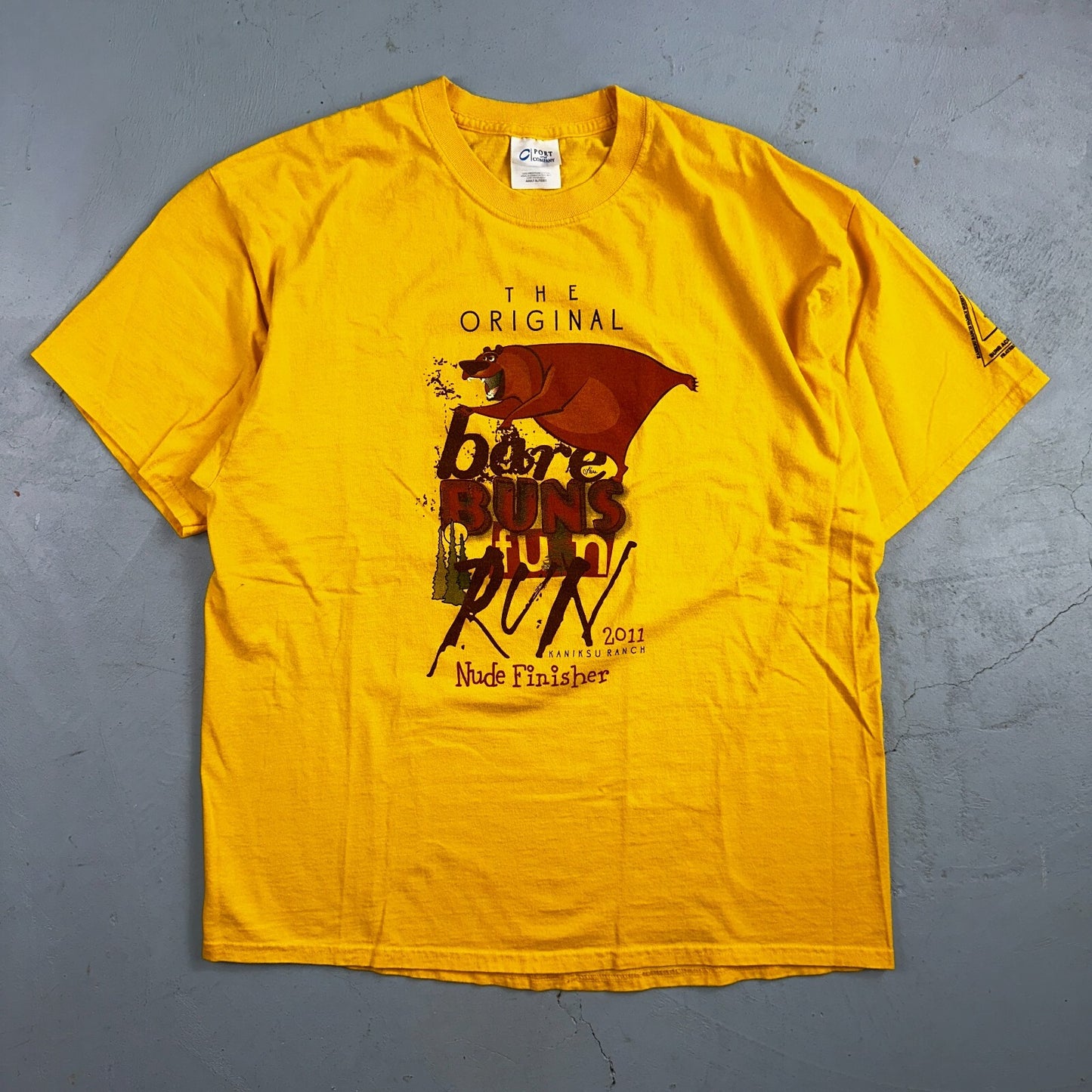 Nude Finisher Funny Bear VTG T Shirt Running Y2K 2011 Bare Run PDX Portland