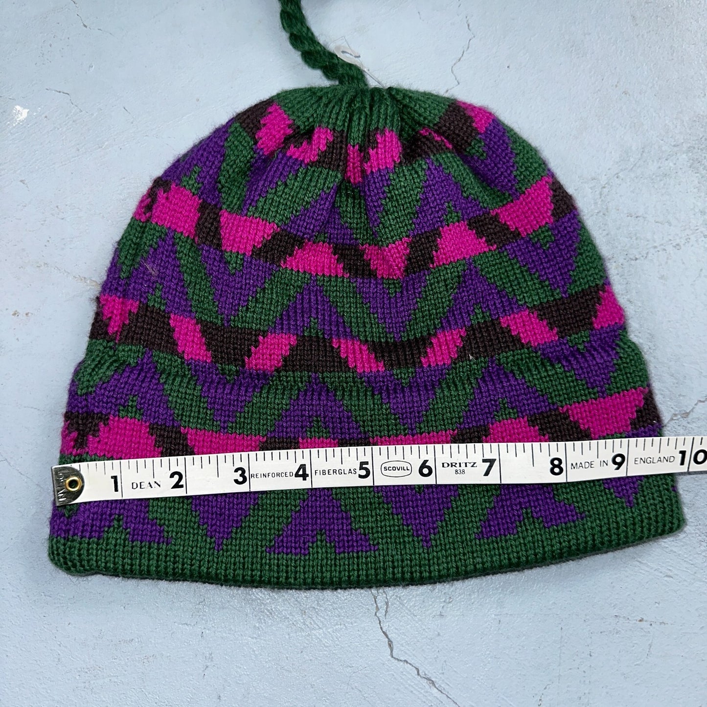 Vintage Mountain Ladies & Ewe Wool Pink Blue Knit Ski Hat Cap One Size Tassels
