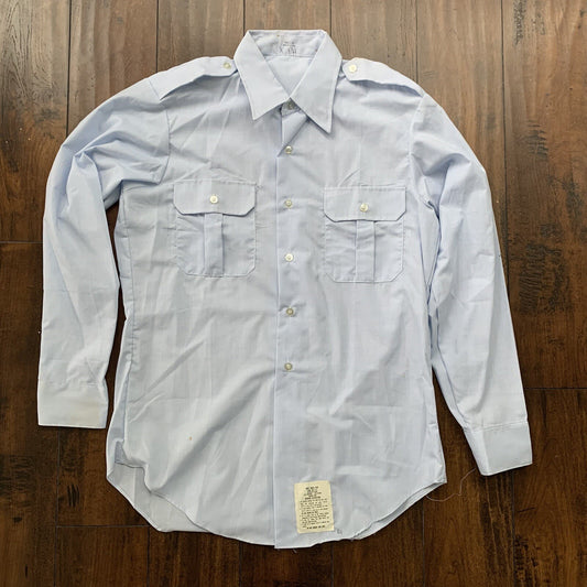 VTG Military Gulf Apparel Corp. Blue Button Up 15x33 1550 Type IV 80s USMC WW2