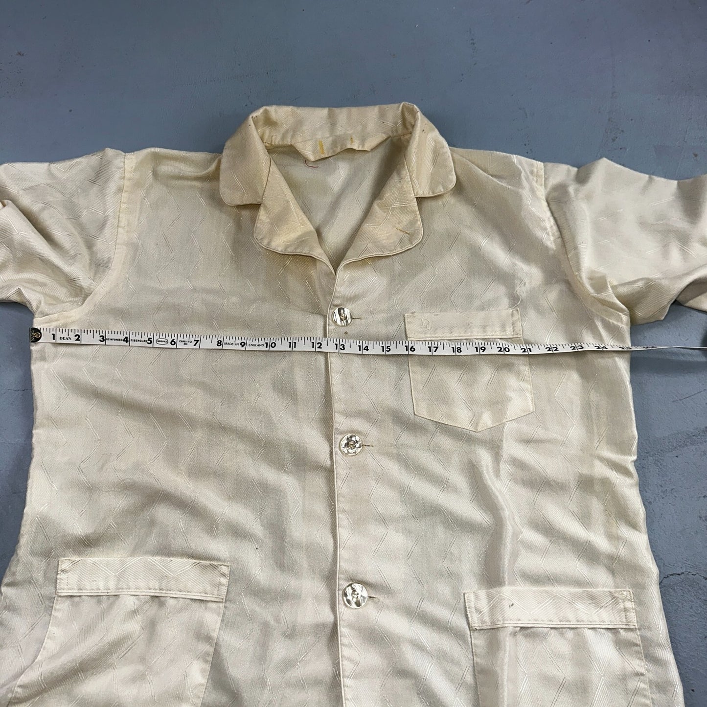 Christian Dior VTG Pajama Set Mens Cream Pants Shirt USA 90s Heavy Wear