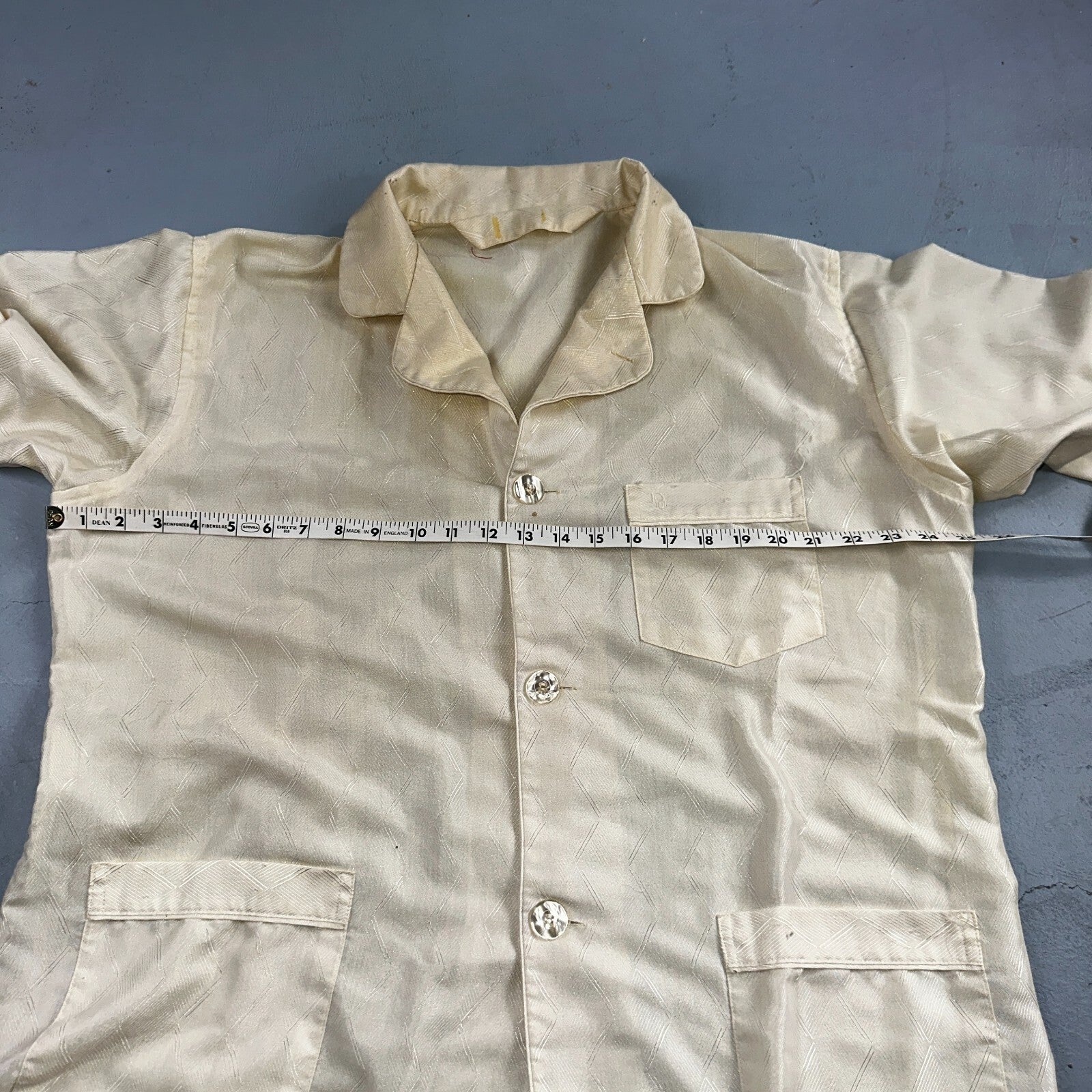 Christian Dior VTG Pajama Set Mens Cream Pants Shirt USA 90s Heavy Wear